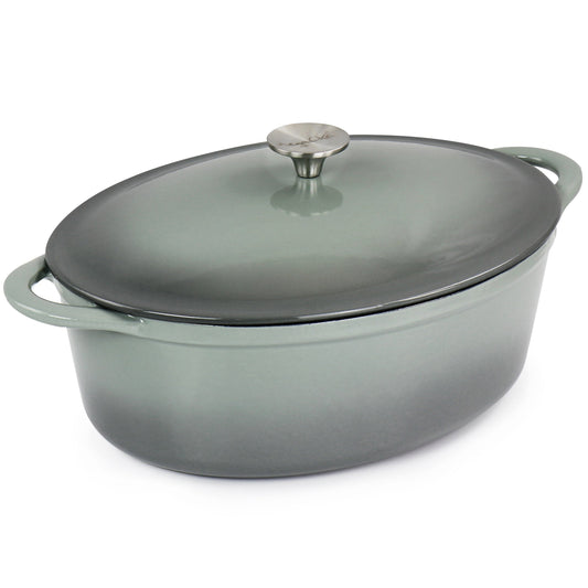 Cocotte ovale en fonte émaillée de 7 litres, couleur Storm Cloud