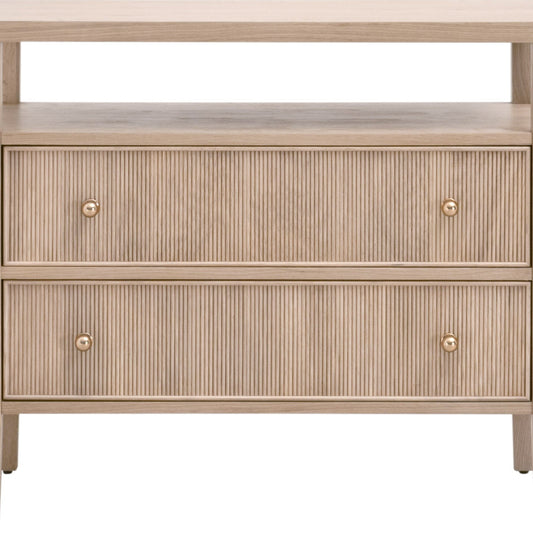 Table de chevet à 2 tiroirs avec étagère ouverte Highland