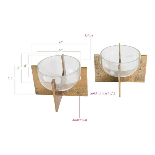 Bols Paladin – Lot de 2, dorés et en verre grainé