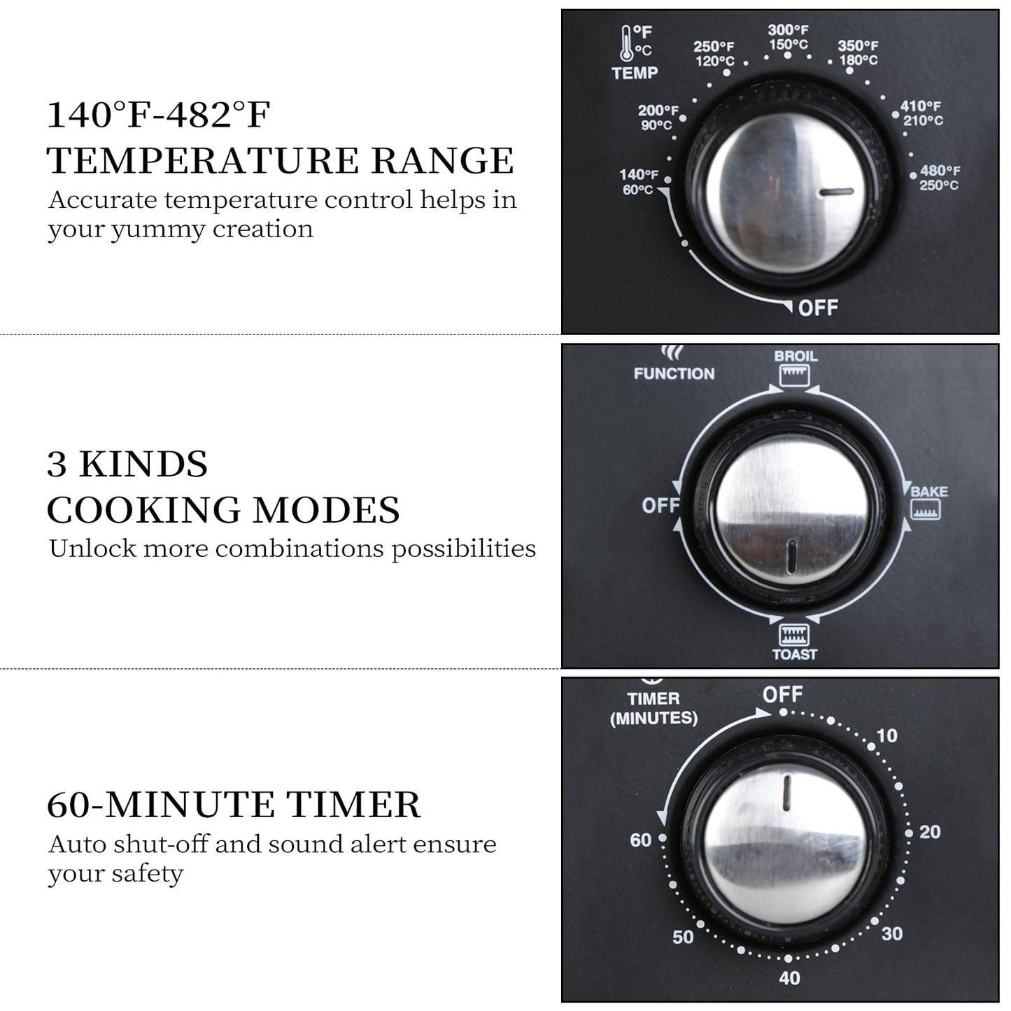 Four grille-pain simple d'une capacité de 20 litres, grille-pain de comptoir compact, facile à contrôler avec minuterie, réglage de la cuisson, du gril et du grillage
