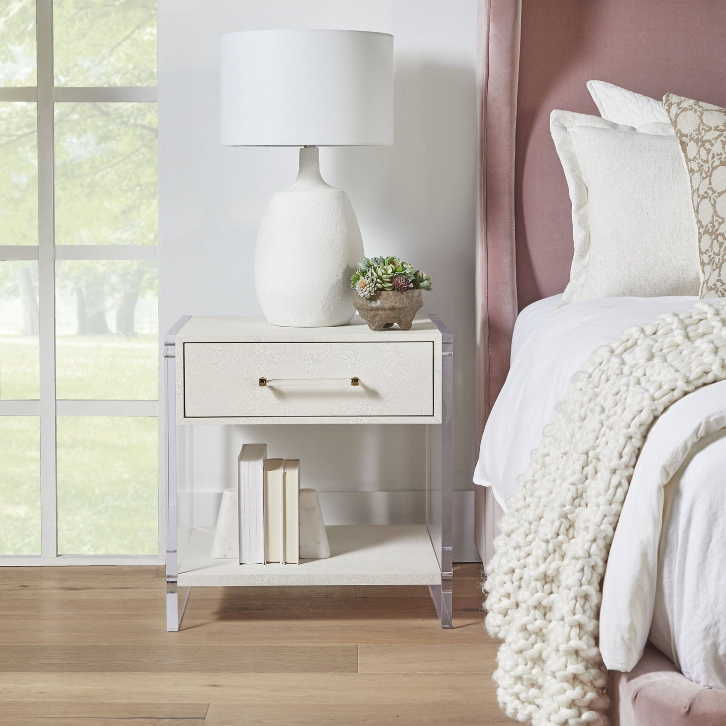 Table de chevet 1 tiroir Sonia Shagreen