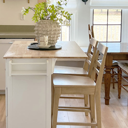 Desserte de cuisine Sophia & William avec abattant et plateau en bois d'hévéa, desserte de cuisine roulante avec grand meuble de rangement