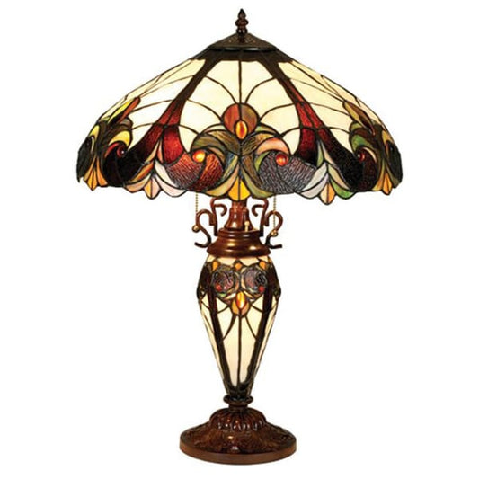 Lampe de table victorienne de style Tiffany à 2 + 1 lumières