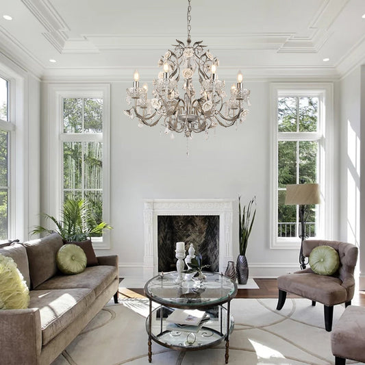 Magnifique et élégant lustre décoratif vintage en cristal rose Palace