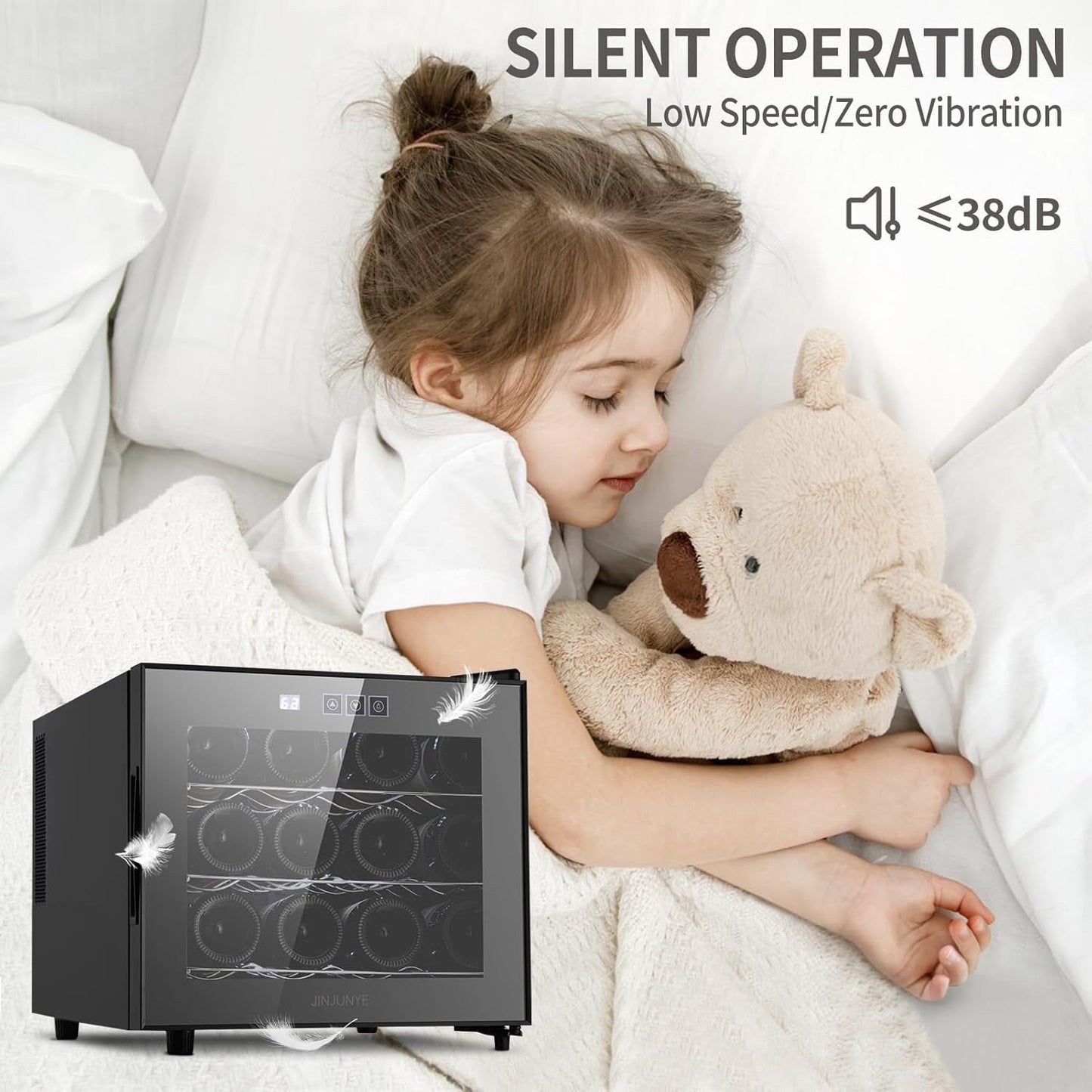 Réfrigérateur à vin 12 bouteilles, mini-cave à vin (12-18 °C), refroidisseur à vin de comptoir avec contrôle numérique de la température