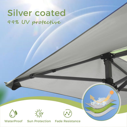 Gazebo de jardin renforcé escamotable avec rideau d'angle élégant - 13 x 13 pi