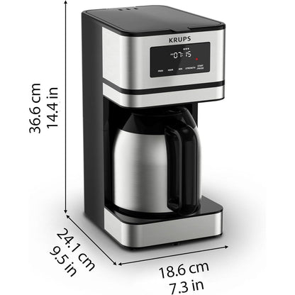 Cafetière programmable 14 tasses, carafe en acier inoxydable, 3 niveaux d'infusion, minuterie 24 h, maintien au chaud 4 h