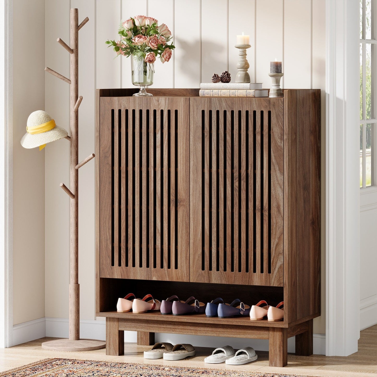 Meuble de rangement à chaussures 24 paires avec porte pour entrée et salon