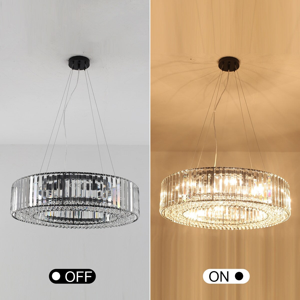 Lustre de ferme de 63 cm à 8 lumières, lustre en cristal, lustre tambour pour salle à manger, salon, chambre à coucher, cuisine