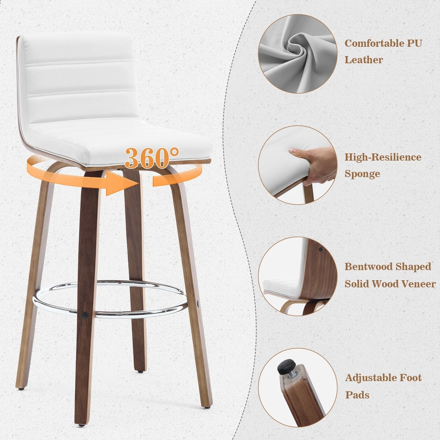 Tabourets de bar/comptoir pivotants en similicuir 26/29, lot de 2/3