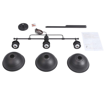 Suspension en forme de dôme de style industriel à 3 lampes, style ferme, en métal, pour îlot de cuisine linéaire, finition bronze huilé