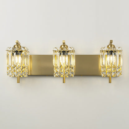 Applique murale en cristal à 3 lumières pour miroir de salle de bain moderne et glamour