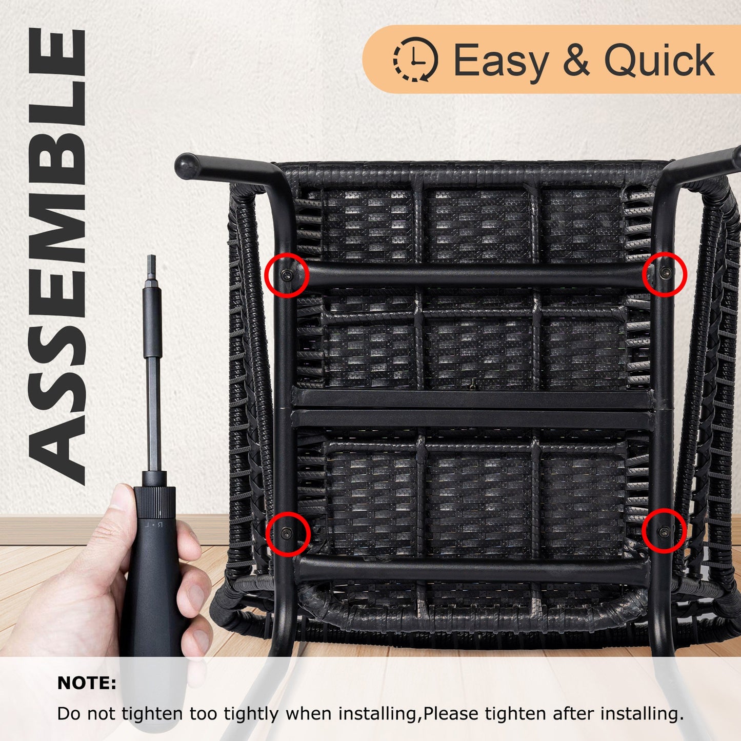 Ensemble de bistrot d'extérieur 3 pièces en osier, mobilier de jardin en rotin toutes saisons, chaises de patio avec coussins