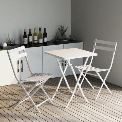 Ensemble bistro minimaliste de patio 3 pièces avec table carrée pliable et chaises - 3 pièces
