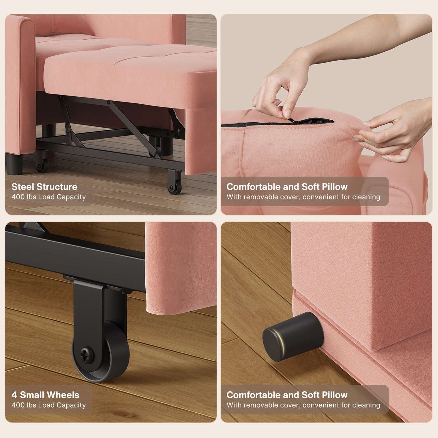 Canapé-lit 3 en 1 réglable, canapé-lit gigogne, convertible et pliable pour salon