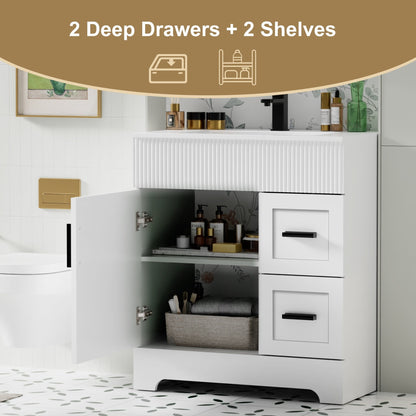 Ensemble de meuble-lavabo Wavy Line 30/36/48 avec lavabo et robinet