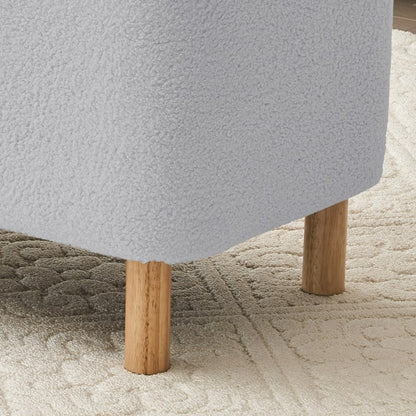 Banc ottoman de rangement en sherpa blanc cassé, repose-pieds, pour salon, chambre à coucher, pieds en bois
