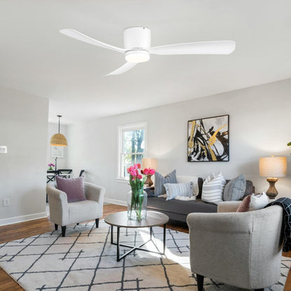 Ventilateur de plafond encastré à DEL noir/blanc de 52 pouces avec télécommande (3 pales)