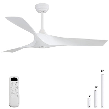 Ventilateur de plafond moderne en bois massif/ABS de 52 pouces avec télécommande (sans lumière), 6 vitesses de vent, flux d'air réversible