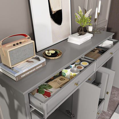 Buffet blanc laqué de 59,1 pouces, style contemporain et moderne du milieu du siècle