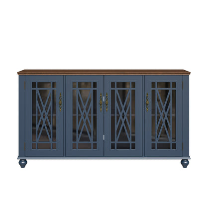 Buffet d'appoint de cuisine en bois de style vintage de 63 po de largeur