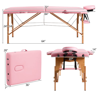 Table de massage portable 84''L réglable pour le visage, le spa et le tatouage avec transport