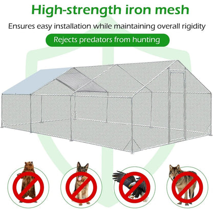 AECOJOY Grand poulailler en métal avec cage à poulets en métal