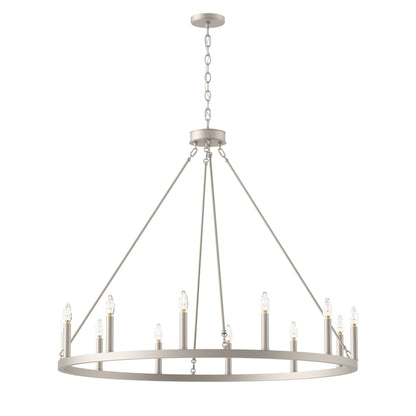 Lustre Acroma Farmhouse à 12 lumières, 40 po, en forme de roue de chariot, certifié UL - 40 po P x 138 po H