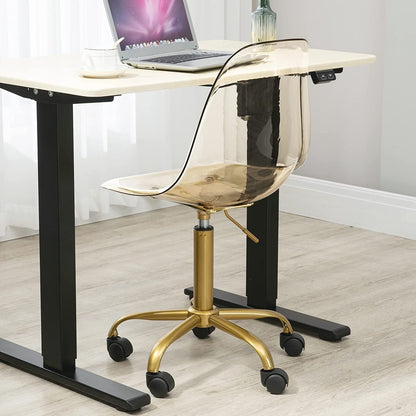 Chaise de bureau pivotante en acrylique à hauteur réglable sans accoudoirs