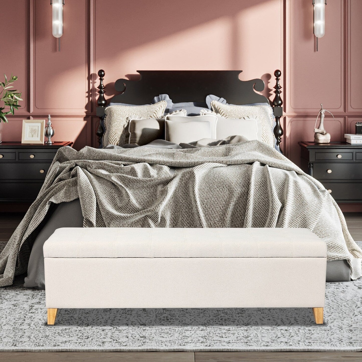 Banc ottoman de rangement en cuir reconstitué Adeco 50