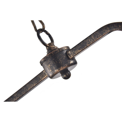 Éclairage rectangulaire pour îlot de cuisine en bronze antique à 6 lumières avec suspension en cristal - Bronze antique