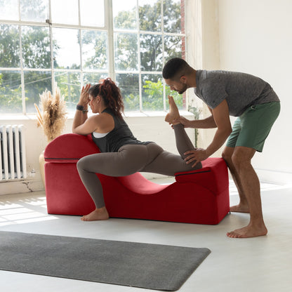Chaise longue convertible Avana Kami / Yoga et massage - Ottomane 2 en 1 avec fauteuil de yoga pliable dissimulé, microvelours - N/A
