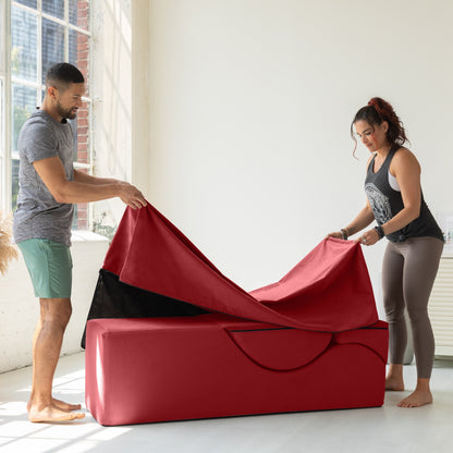 Chaise longue convertible Avana Kami / Yoga et massage - Ottomane 2 en 1 avec fauteuil de yoga pliable dissimulé, microvelours - N/A