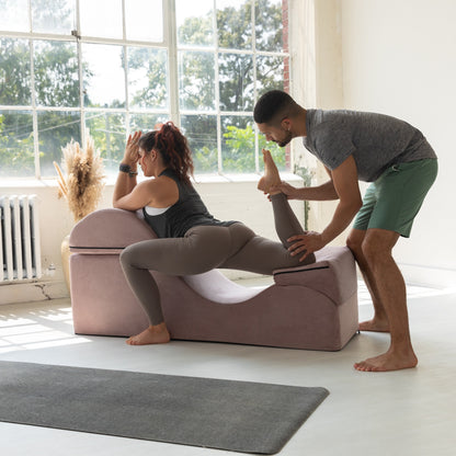 Chaise longue convertible Avana Kami / Yoga et massage - Ottomane 2 en 1 avec fauteuil de yoga pliable dissimulé, microvelours - N/A