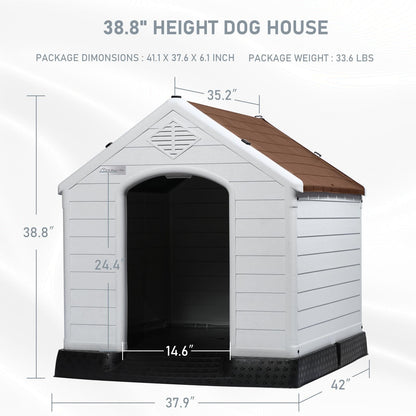 Niche en plastique Bossin pour chiens de petite et grande taille, niche isolée pour l'intérieur et l'extérieur, abri pour chiots avec plancher surélevé