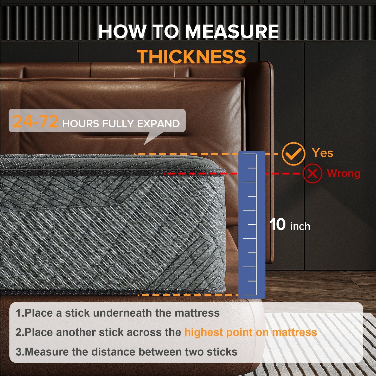 Matelas hybride SweDrea 10 po mi-ferme en mousse à mémoire de forme infusée de gel, rafraîchissant et respirant, certifié CertiPUR-US, SGS et OEKO-TEX