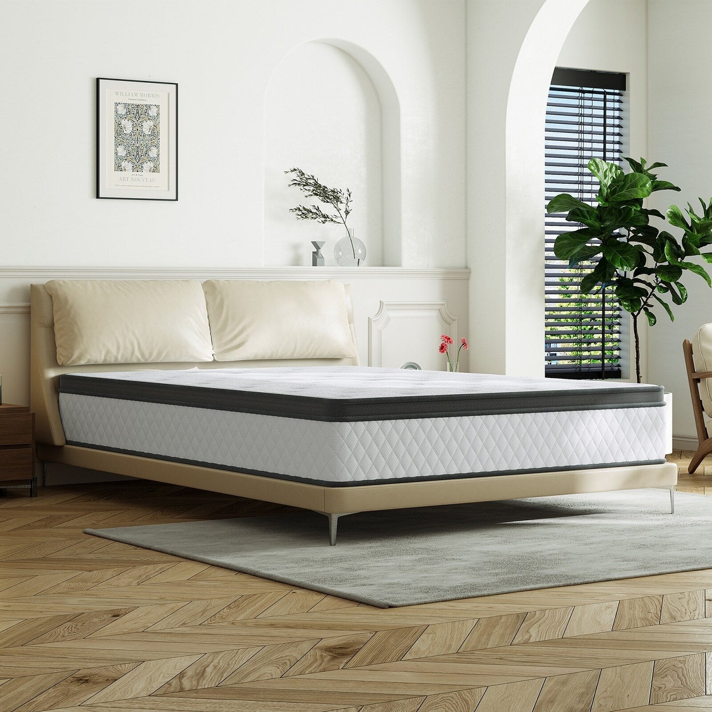 Matelas hybride ferme en mousse à mémoire de forme SweDrea de 12 po avec CertiPUR-US et Oeko-TEX, doté de ressorts renforcés.