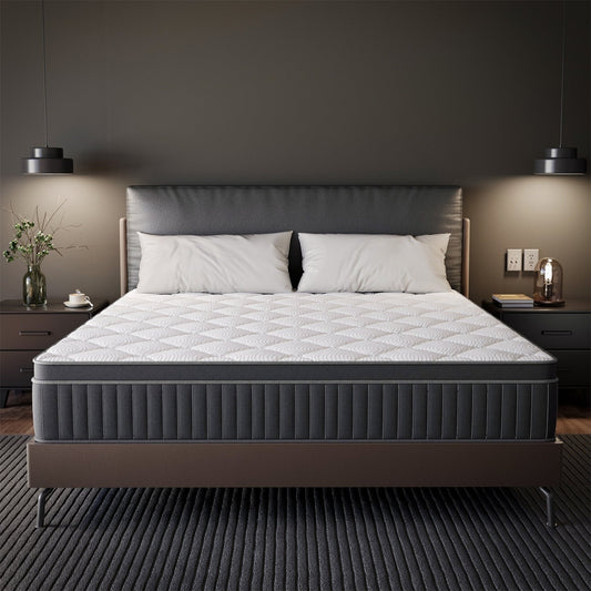 Matelas hybride à ressorts refroidissants SweDrea 12 po, fermeté moyenne, isolation des mouvements, certifié CertiPUR-US, SGS et OEKO-TEX