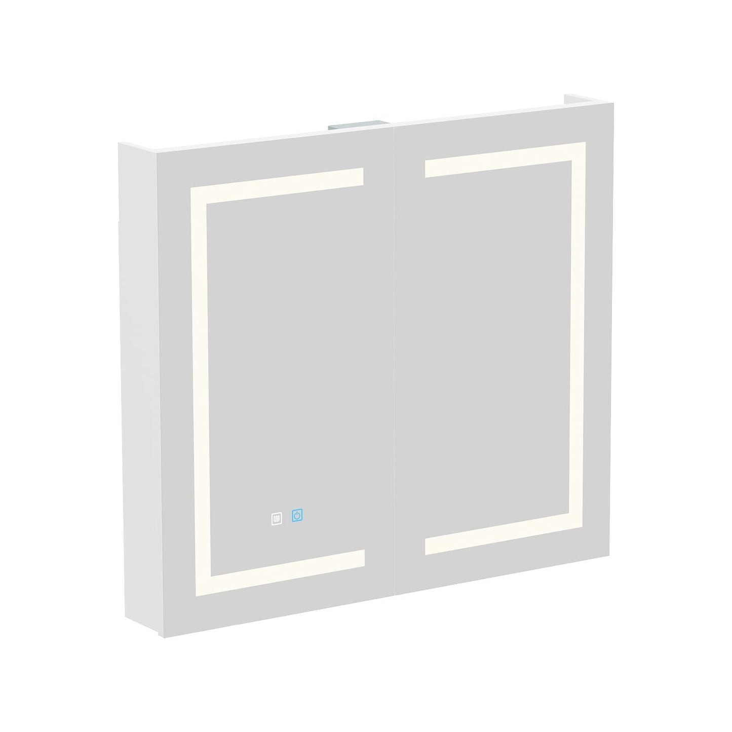 Armoire à pharmacie de salle de bain avec miroir LED antibuée 6 000 K, armoire murale blanche