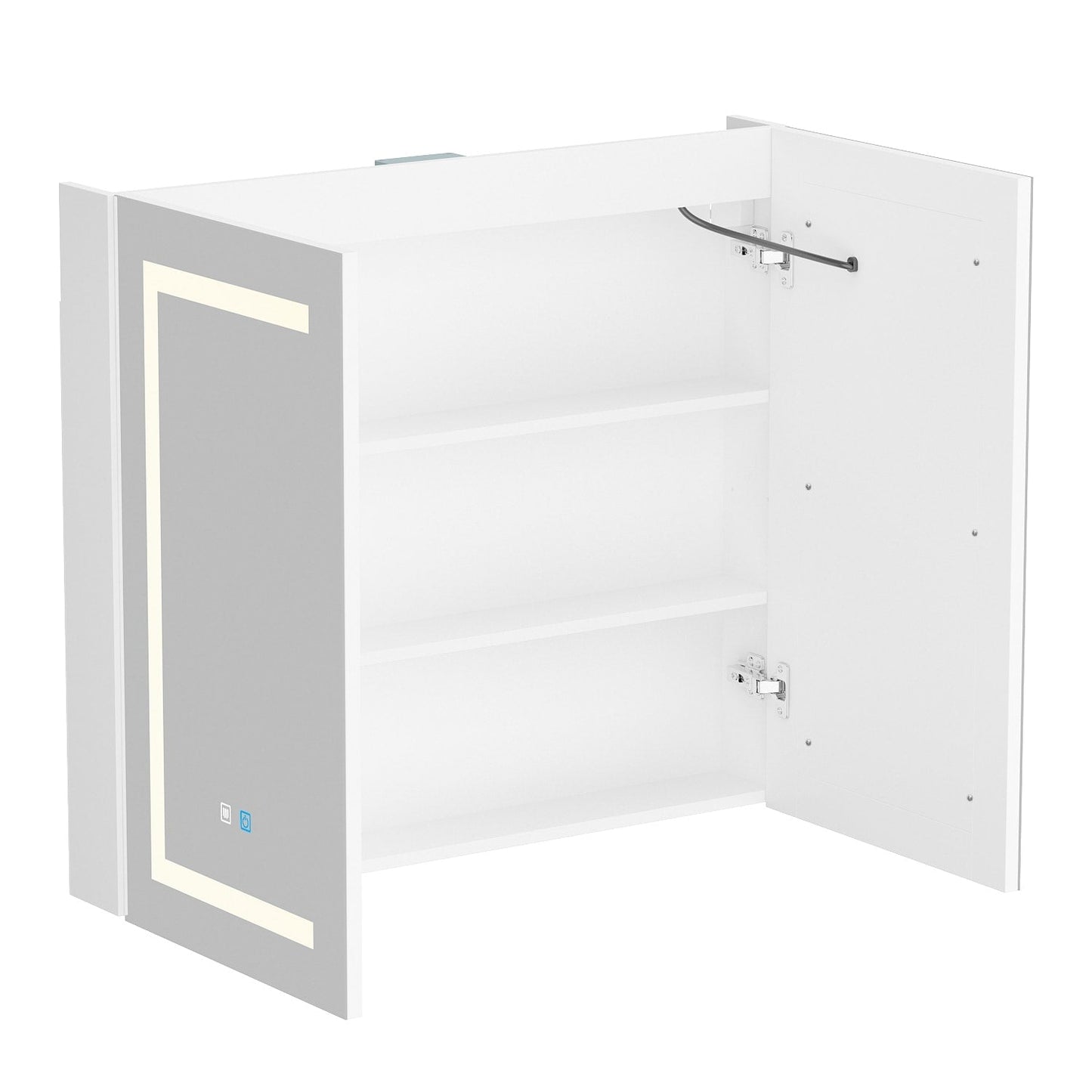 Armoire à pharmacie de salle de bain avec miroir LED antibuée 6 000 K, armoire murale blanche