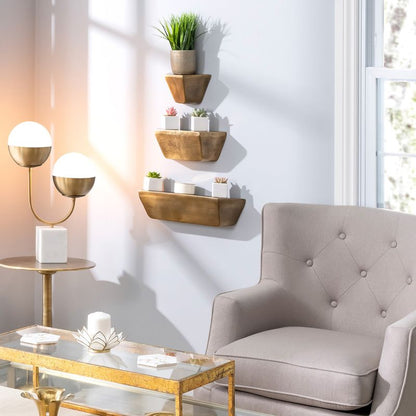 Étagère murale Biden – Grande, or antique