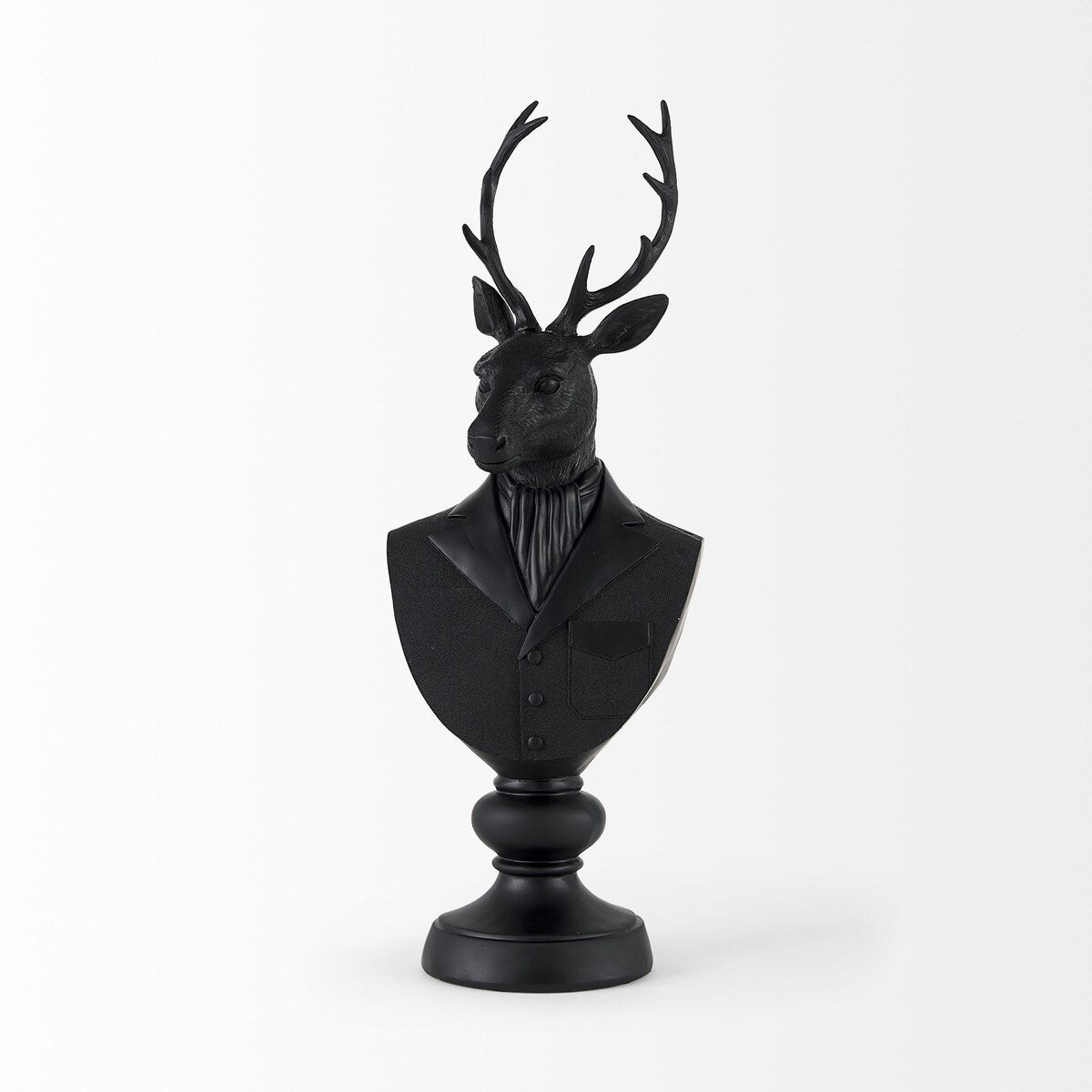 Sculpture de buste de cerf en résine noire - 6 L x 8 P x 23 H