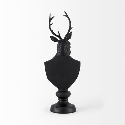 Sculpture de buste de cerf en résine noire - 6 L x 8 P x 23 H