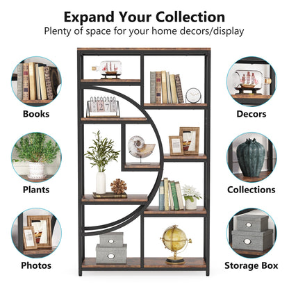 Bibliothèque industrielle à 5 étagères pour chambre, salon, bureau