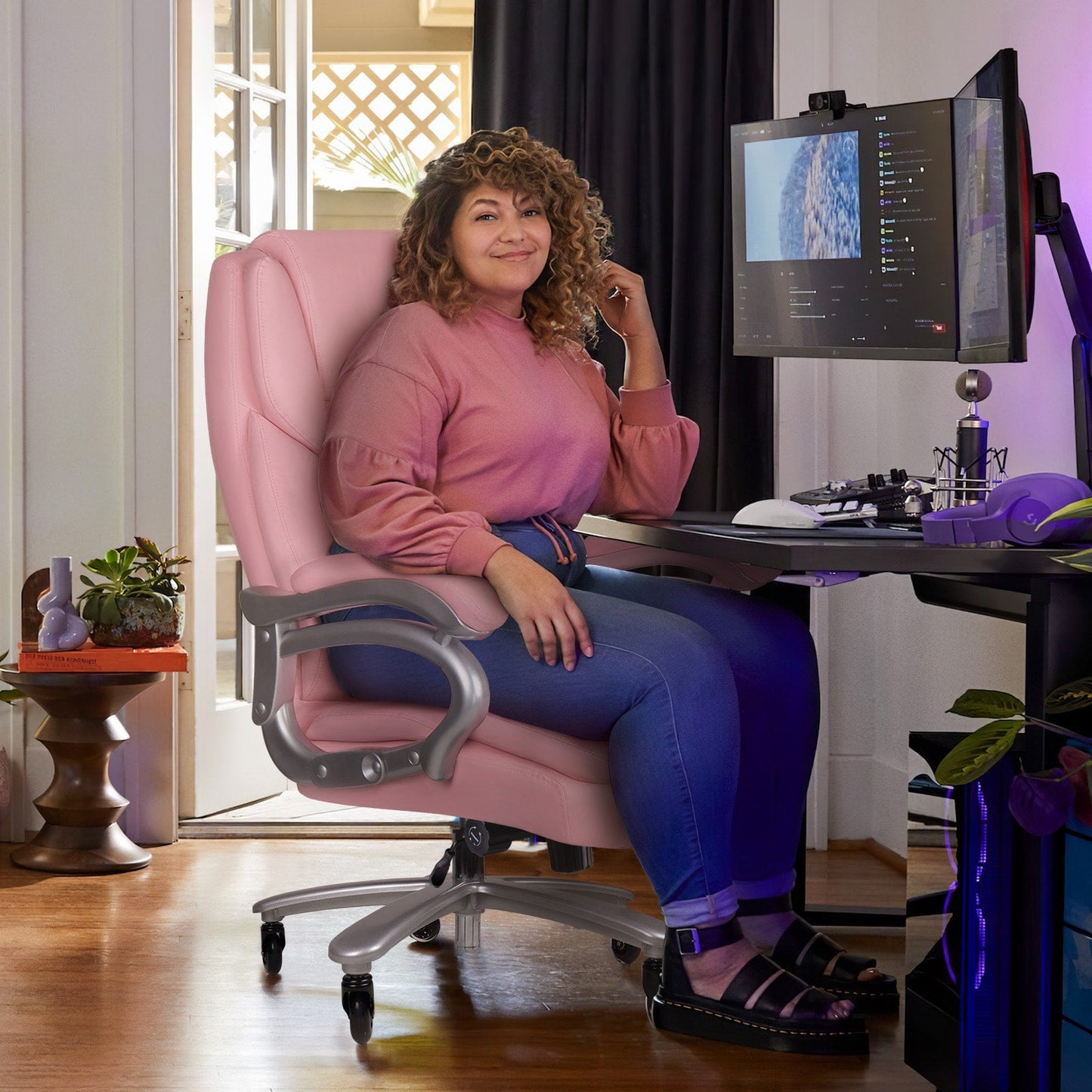 Chaise de bureau exécutive Bossin Big and Tall, chaise ergonomique à support lombaire réglable de 500 lb avec dossier haut en cuir PU pour ordinateur