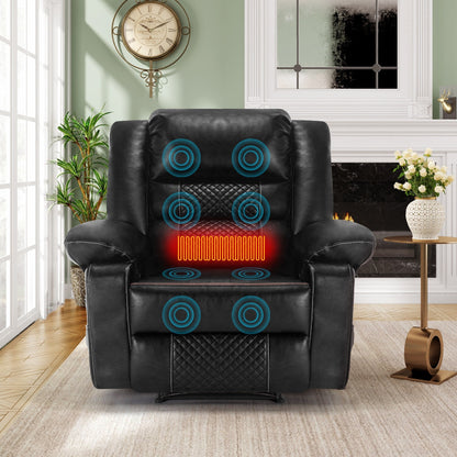 Fauteuil inclinable manuel marron avec massage à 8 points, fonction chauffante et cadre robuste pour un confort optimal au salon