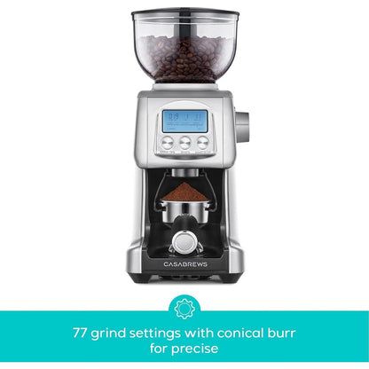 Moulin à café électrique CASABREWS Tornado à meules coniques argentées - N/A