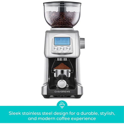 Moulin à café électrique CASABREWS Tornado à meules coniques argentées - N/A