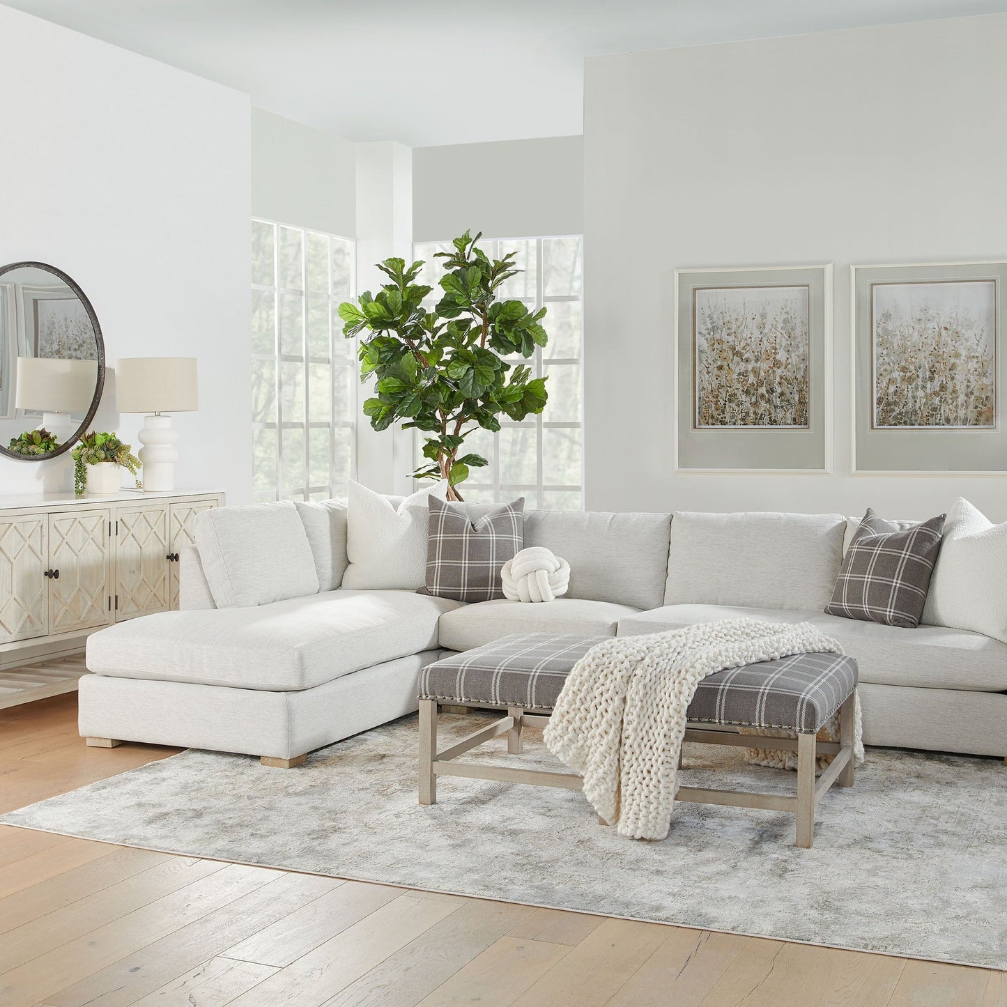 Canapé modulaire Clara 2 places avec accoudoirs fins à gauche