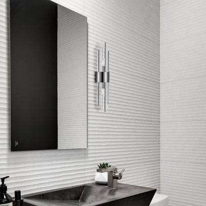 Applique murale moderne en métal Cabrera avec de belles tiges en verre transparent pour salle de bain, lot de 2